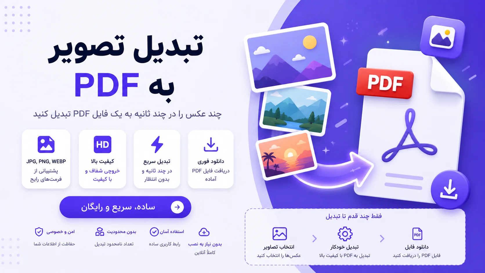 تبدیل تصویر به PDF آنلاین | ساخت فایل PDF از عکس‌ها در چند ثانیه