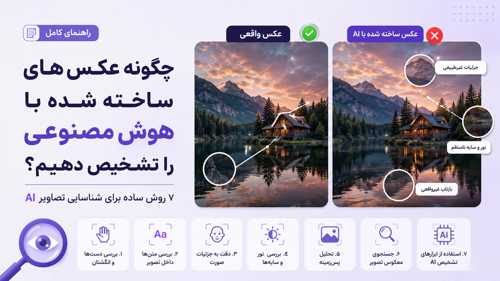 چگونه عکس‌های ساخته شده با هوش مصنوعی را تشخیص دهیم؟ | ۷ روش ساده برای شناسایی تصاویر AI