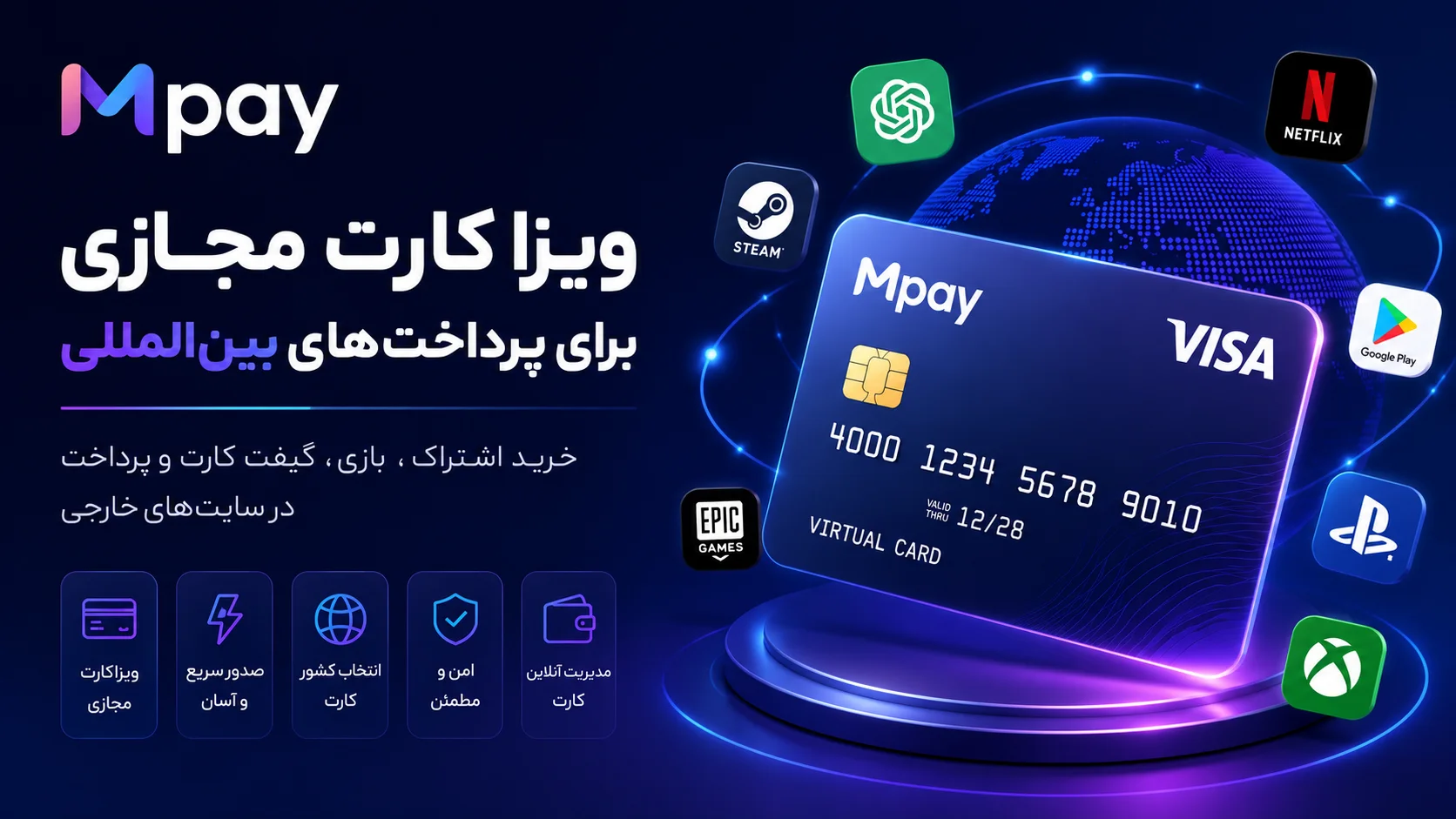 Mpay چیست؟ | ساخت ویزا کارت مجازی برای پرداخت‌های بین‌المللی کاربران ایرانی