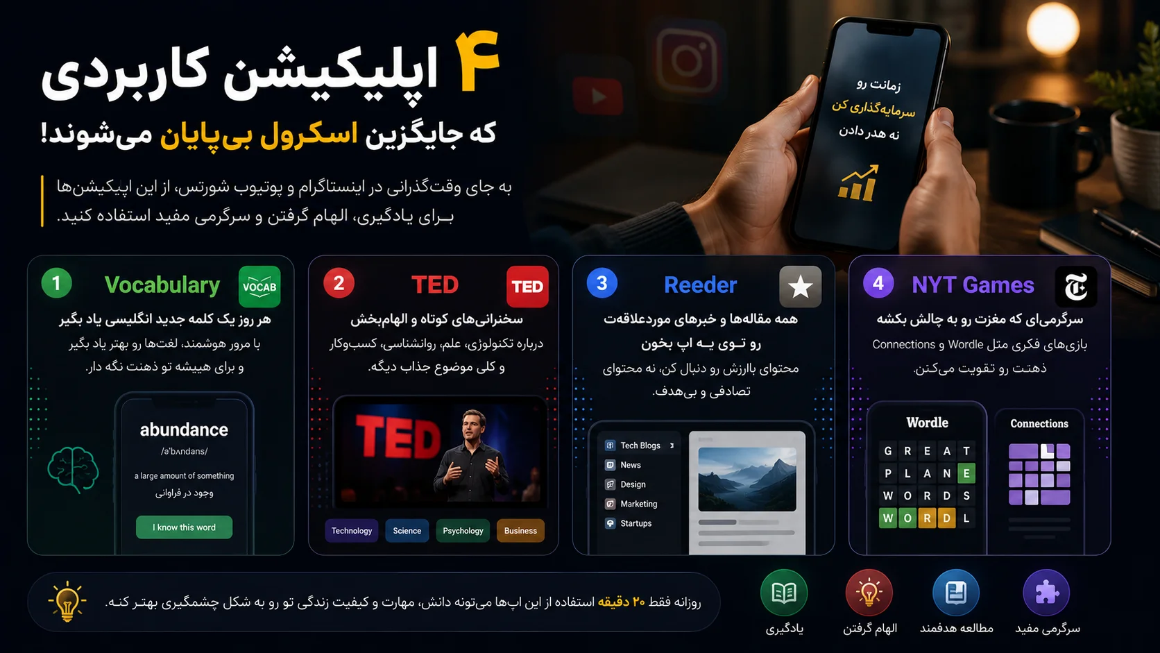 ۴ اپلیکیشن کاربردی که جایگزین اینستاگرام و اسکرول بی‌پایان می‌شوند